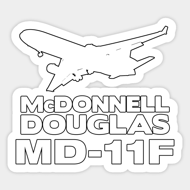 McDonnell Douglas MD-11F Silhouette Print (White) Sticker by TheArtofFlying